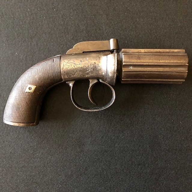 ***NOW SOLD***c1840 Antique and Obsolete Calibre English Pepper Pot Pistol.